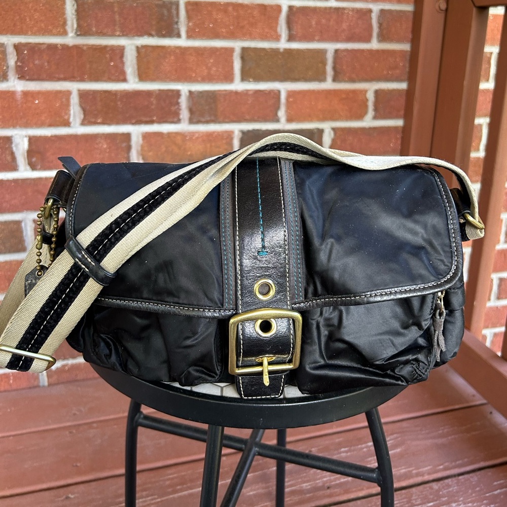 Vintage Coach Nylon & Leather Crossbody Bag | Y2K Vibes